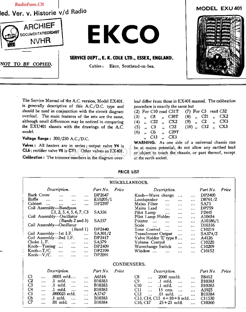 Ekco_EXU401电路原理图.pdf_第1页