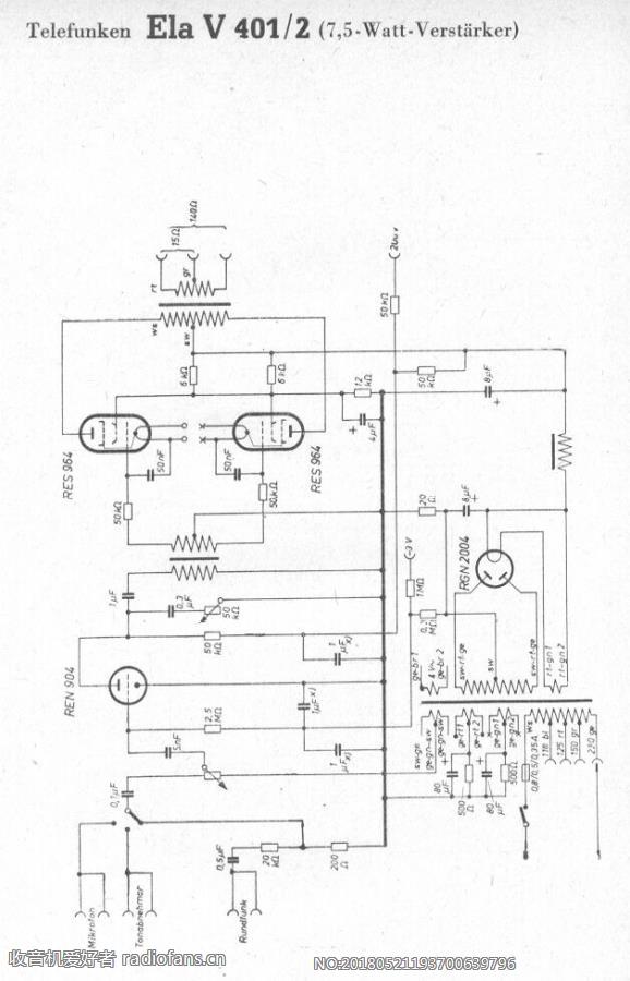 TELEFUNKEN  ElaV401-2(7,5Watt-Verstärker) 电路原理图.jpg