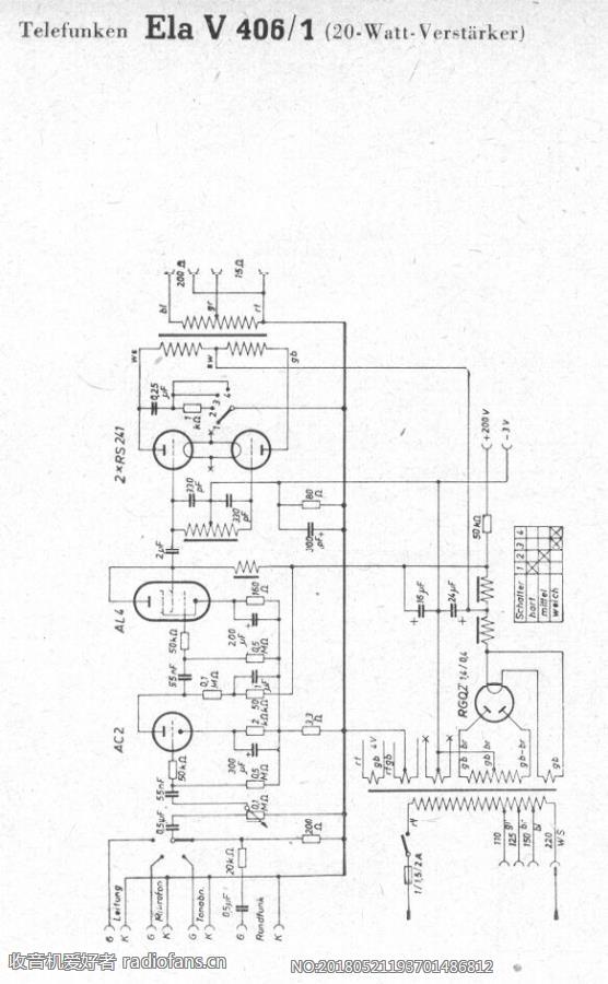 TELEFUNKEN  ElaV406-1(20Watt-Verstärker) 电路原理图.jpg