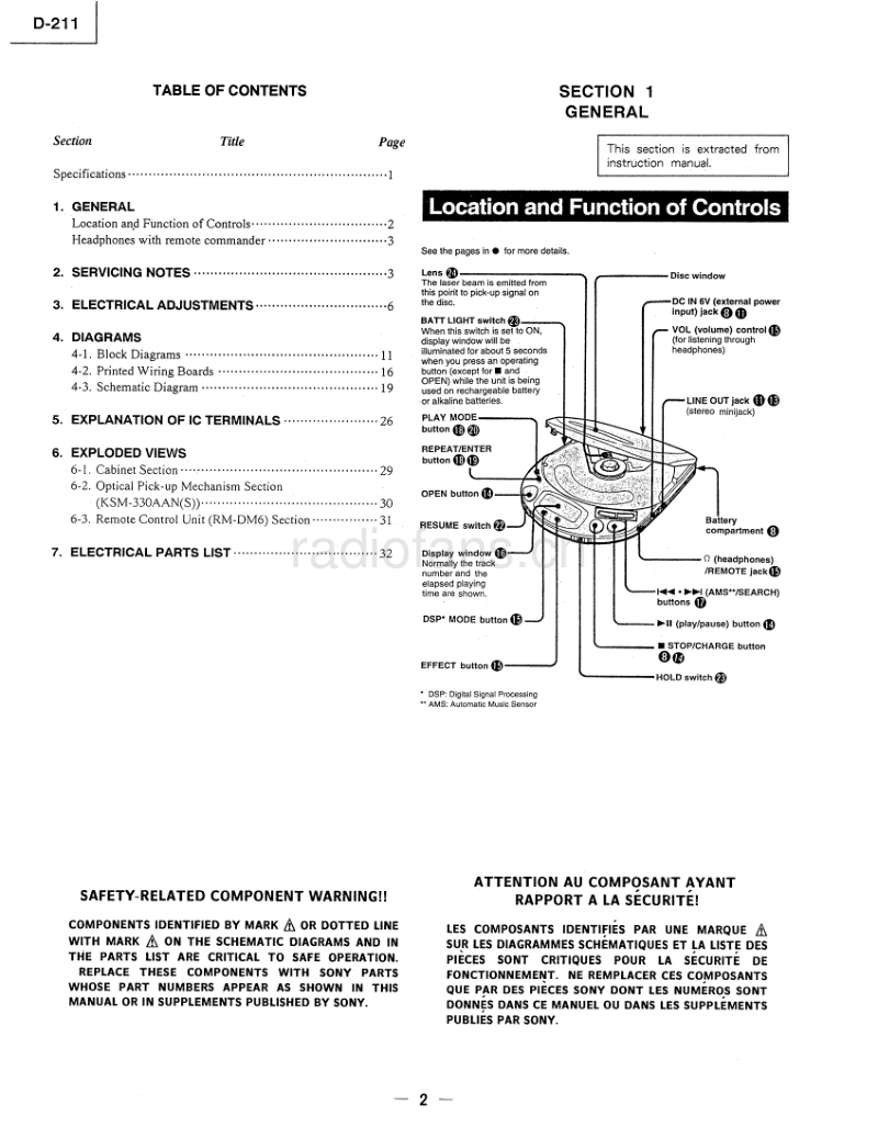 索尼 D-211 电路图 维修手册.pdf_第2页