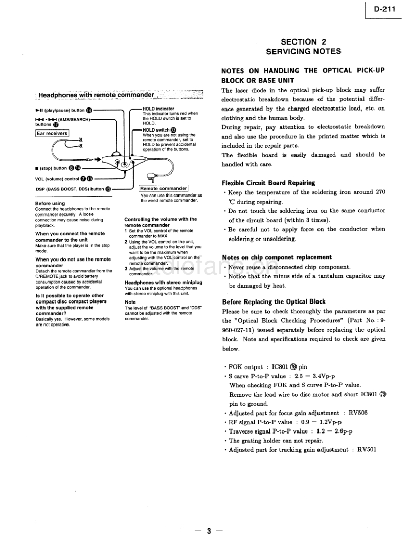 索尼 D-211 电路图 维修手册.pdf_第3页