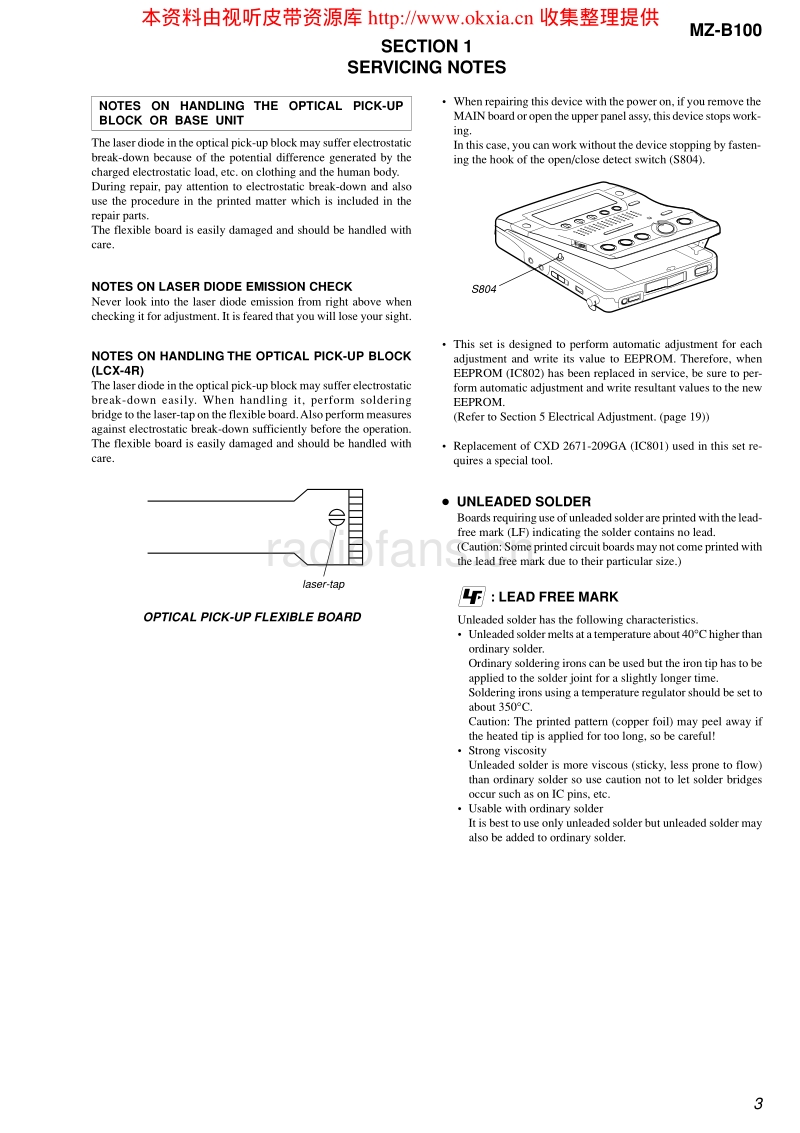 索尼 SONY MZ-B100 电路图 维修手册.pdf_第3页