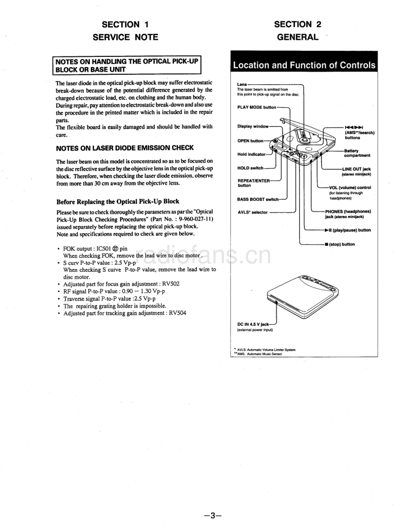 索尼 D-121 电路图 维修手册.pdf_第3页