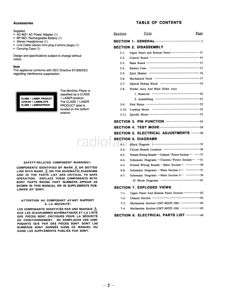 索尼 sony_MZ-2P_service_manual 电路图 维修手册.pdf_第2页