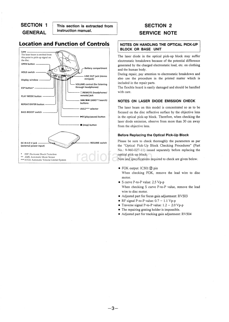 索尼 D-231 电路图 维修手册.pdf_第3页