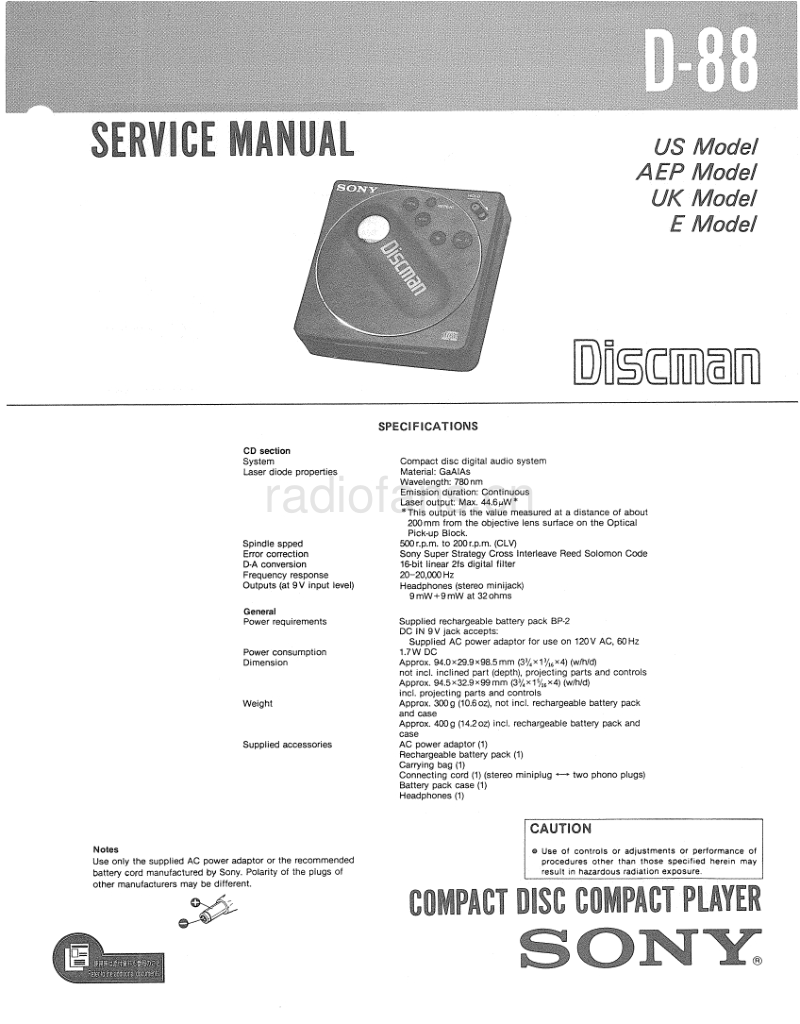 索尼 D88 电路图 维修手册.pdf_第1页