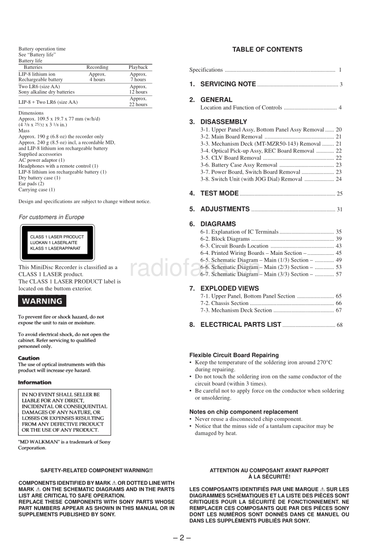 索尼 sony_MZ-R50_service_manual 电路图 维修手册.pdf_第2页