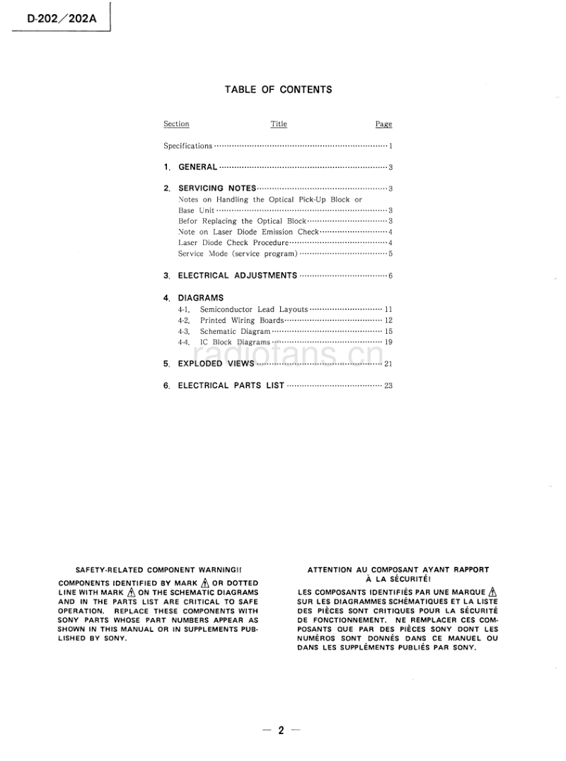 索尼 D-202_202A 电路图 维修手册.pdf_第2页