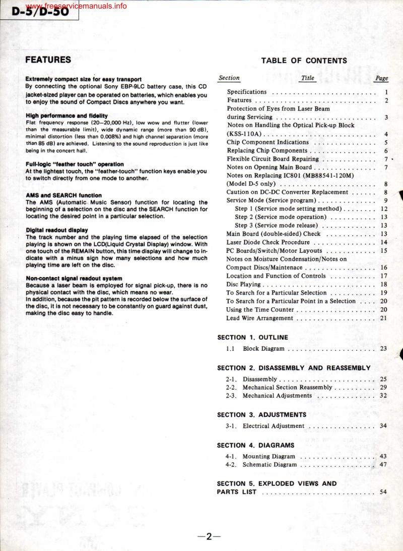 索尼 D-5_50 电路图 维修手册.pdf_第2页