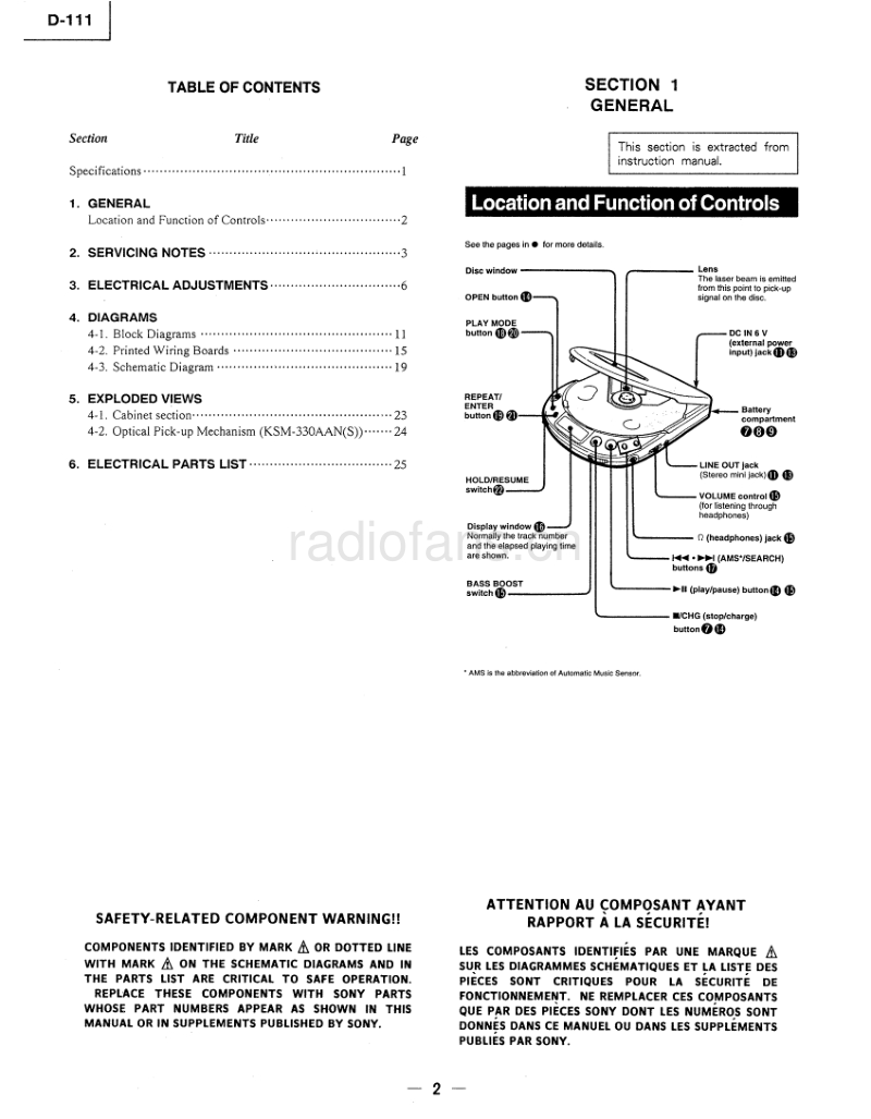 索尼 D-111 电路图 维修手册.pdf_第2页