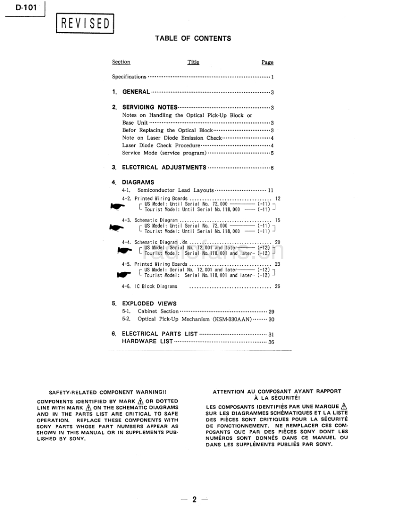 索尼 D-101 电路图 维修手册.pdf_第2页