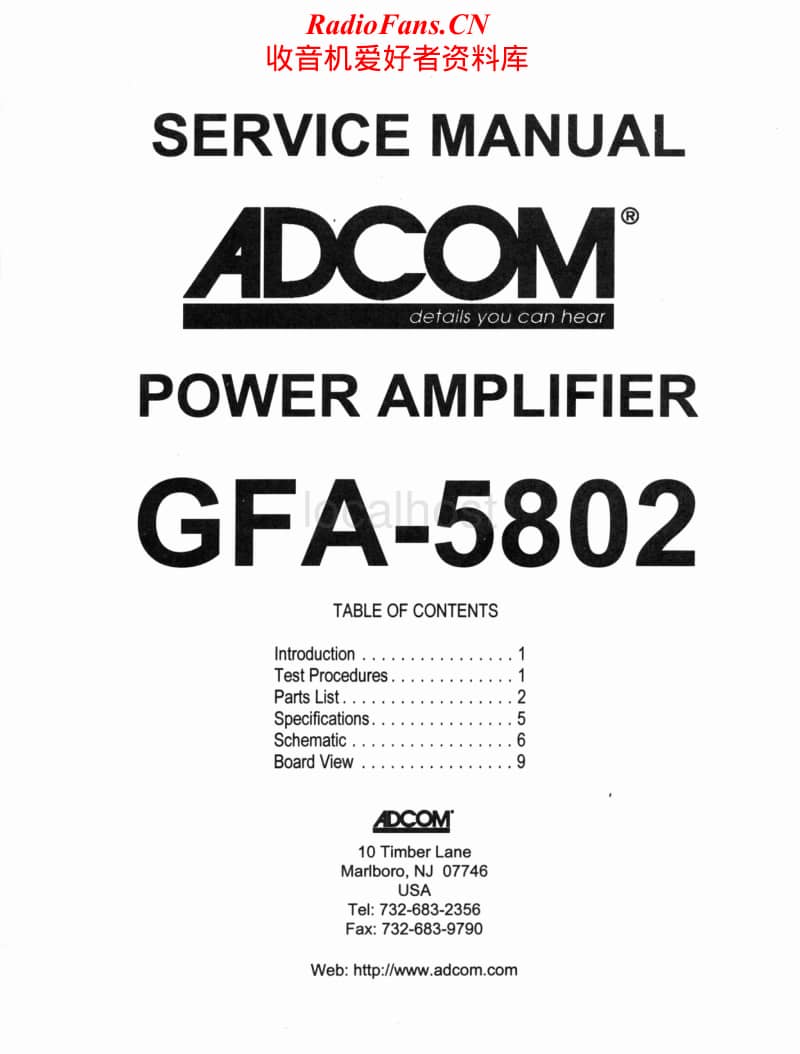 Adcom-GFA-5802-Service-Manual电路原理图.pdf_第1页