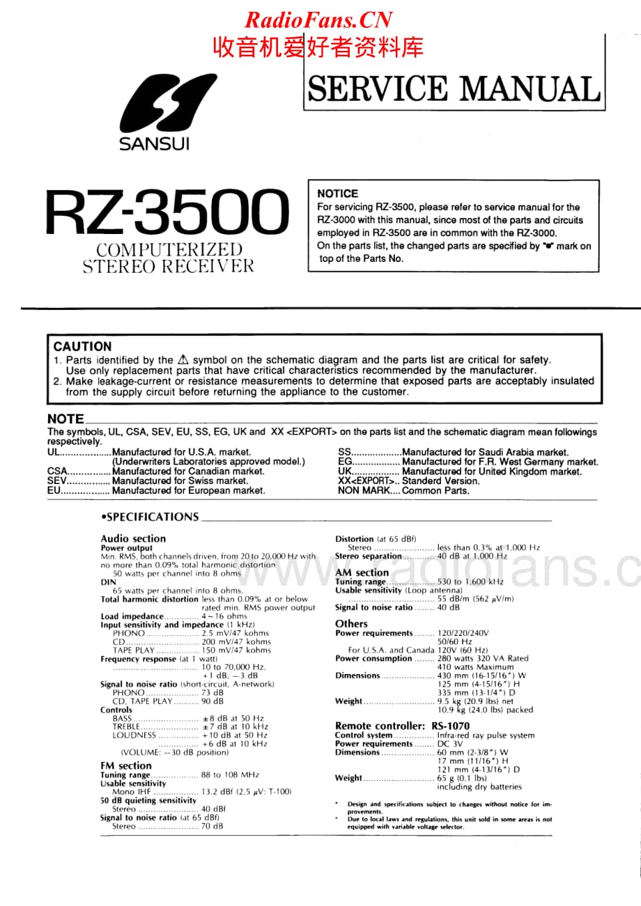 Sansui-RZ-3500-Service-Manual电路原理图.pdf_第1页