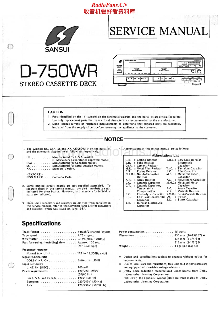 Sansui-D-750-WR-Service-Manual电路原理图.pdf_第1页