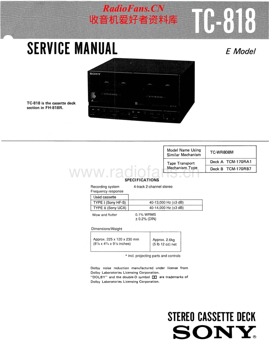 Sony-TC-818-Service-Manual电路原理图.pdf_第1页