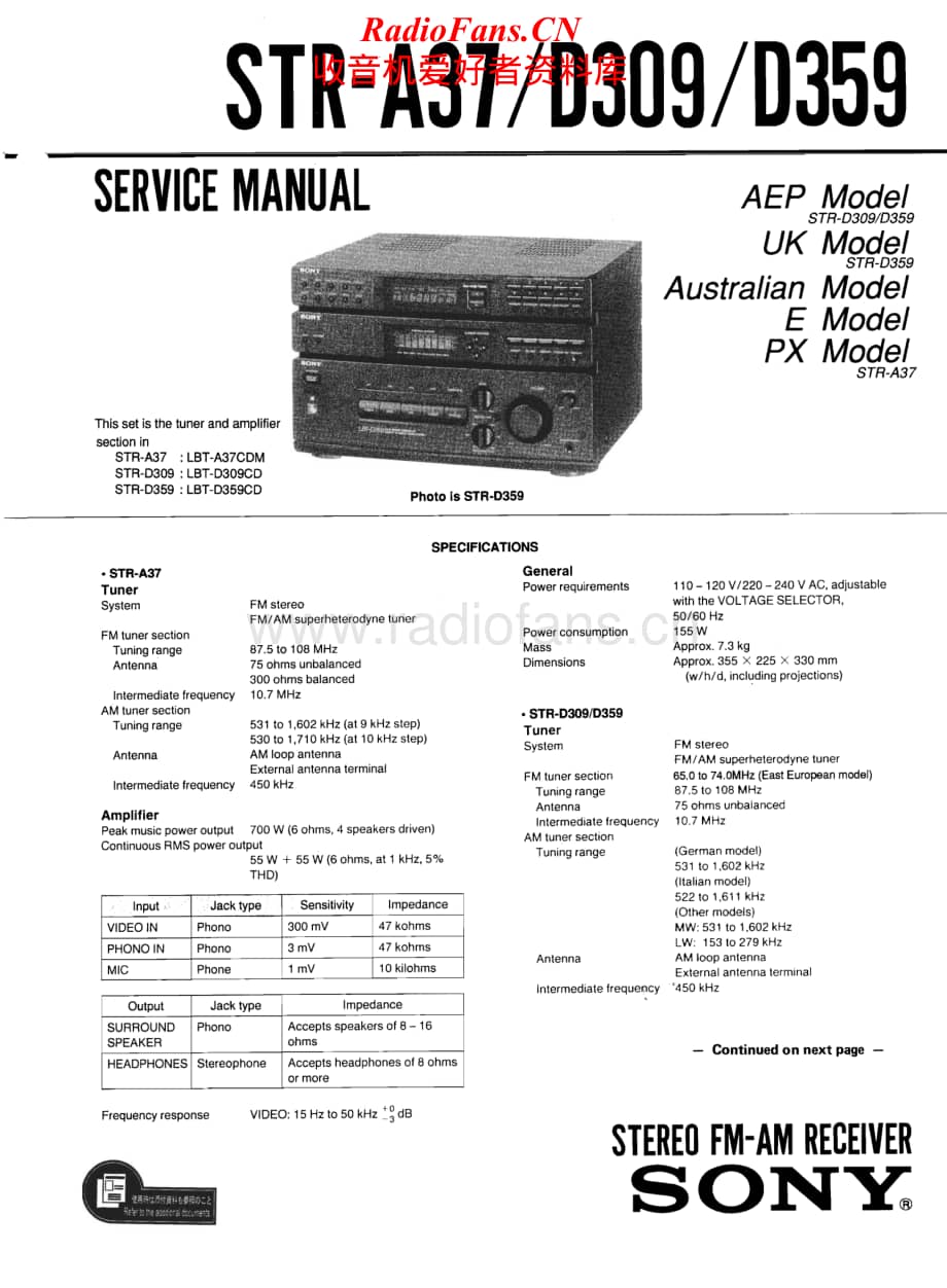 Sony-STR-A37-Service-Manual电路原理图.pdf_第1页