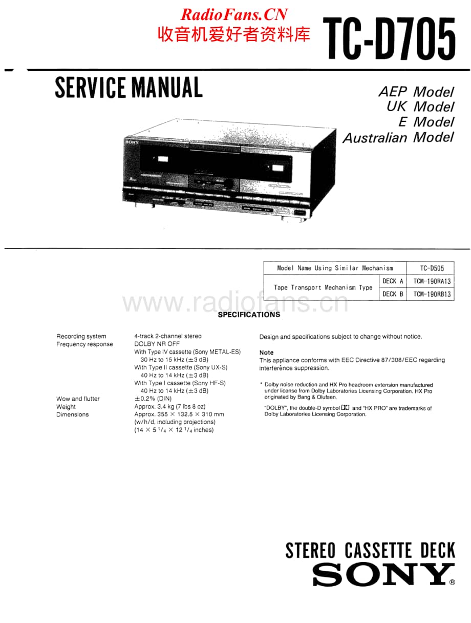Sony-TCD-705-Service-Manual电路原理图.pdf_第1页