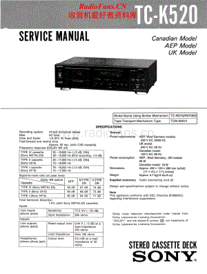 Sony-TC-K520-Service-Manual电路原理图.pdf