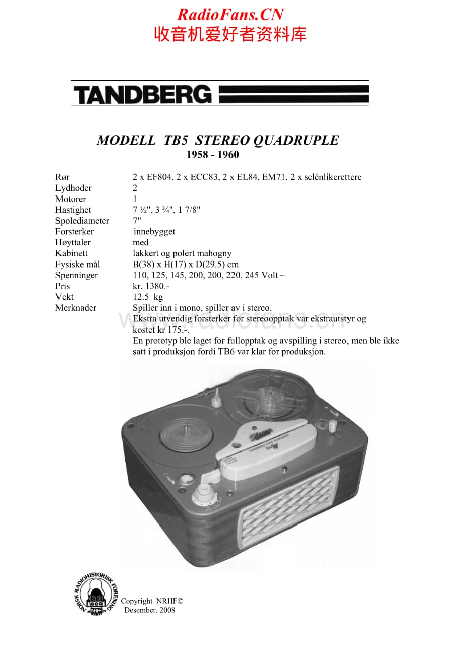 Tandberg-TB-5-ST-Quadruple-Schematic电路原理图.pdf_第1页