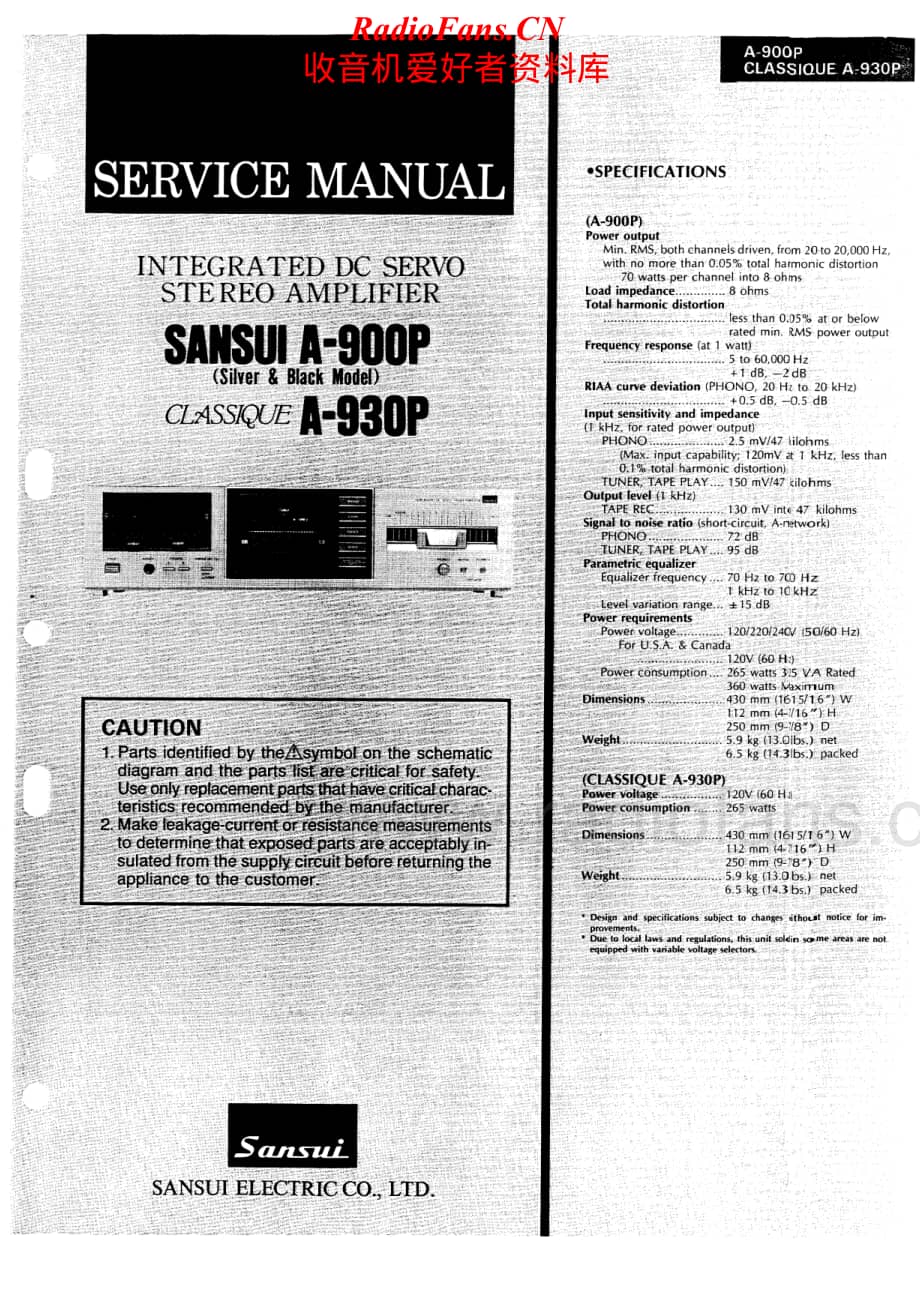 Sansui-A-900P-Service-Manual电路原理图.pdf_第1页
