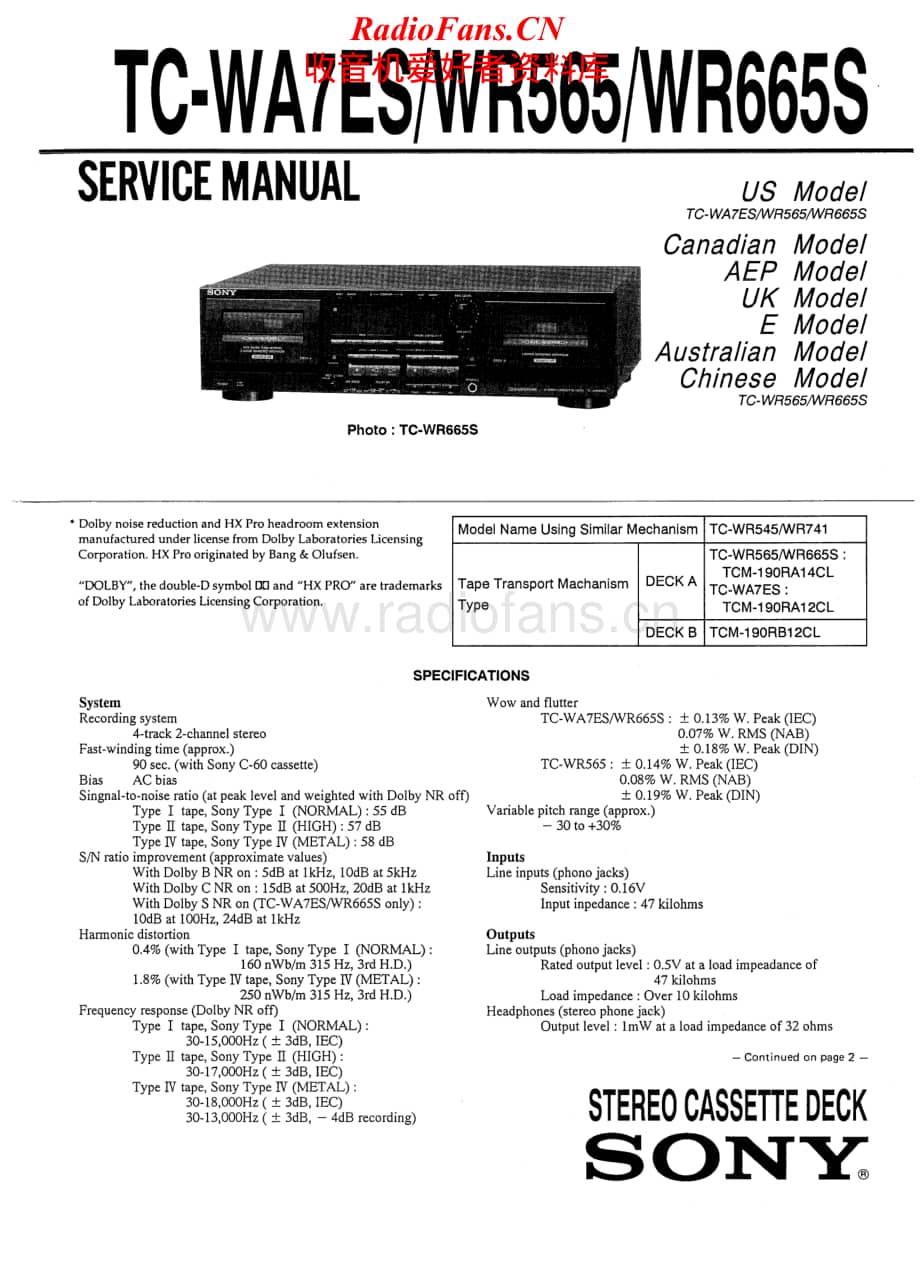 Sony-TC-WR565-Service-Manual电路原理图.pdf_第1页