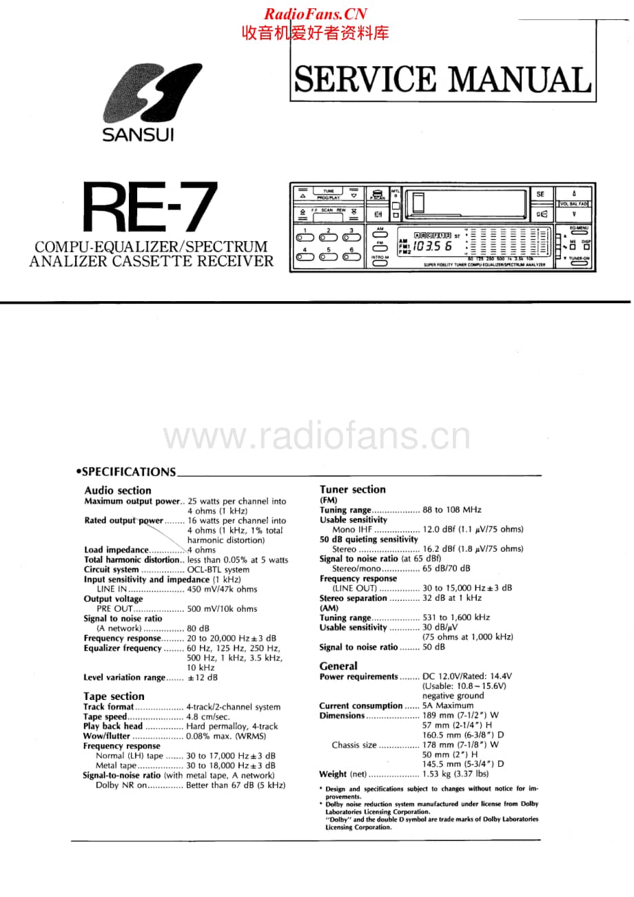 Sansui-RE-7-Service-Manual电路原理图.pdf_第1页