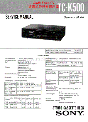 Sony-TC-K500-Service-Manual电路原理图.pdf