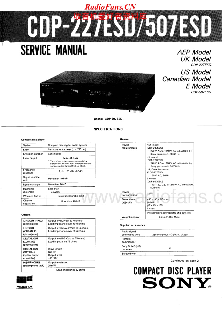Sony-CDP-227-ESD-CDP-507-ESD-Service-Manual电路原理图.pdf_第1页