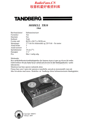 Tandberg-TB-10-Schematic电路原理图.pdf