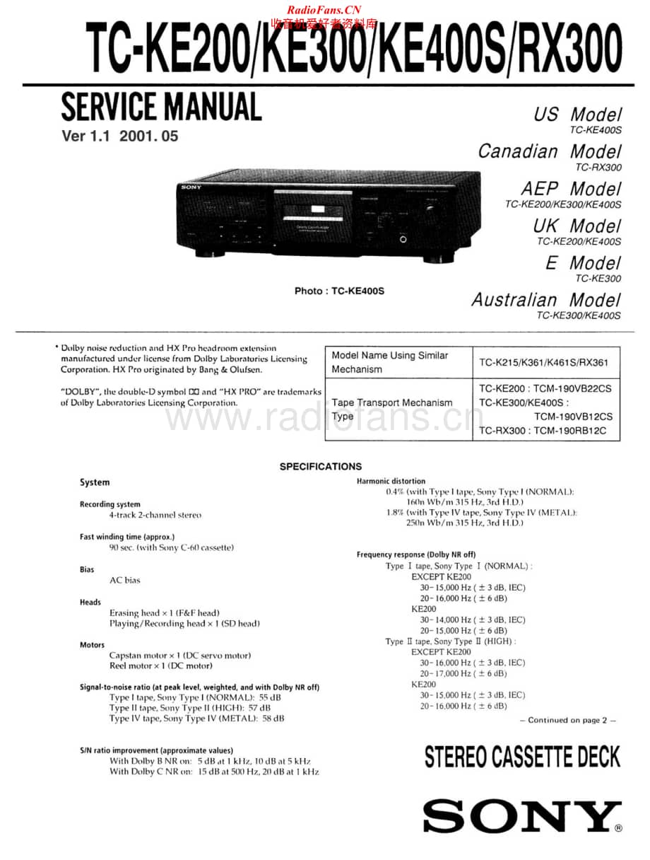 Sony-TC-RX300-Service-Manual电路原理图.pdf_第1页