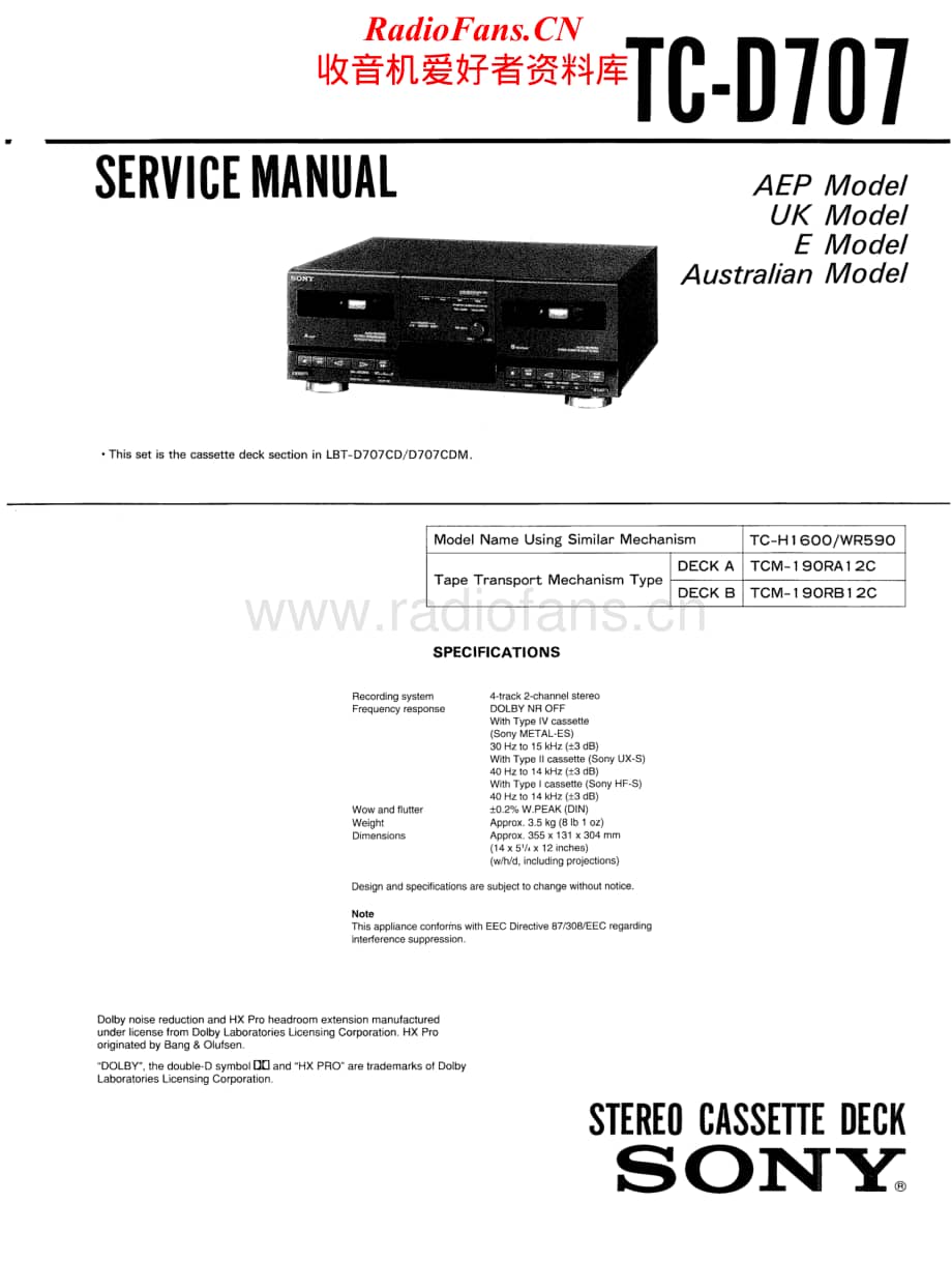 Sony-TCD-707-Service-Manual电路原理图.pdf_第1页