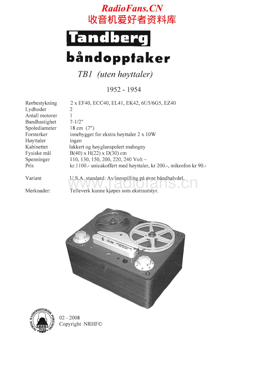 Tandberg-TB-1-Schematic电路原理图.pdf_第1页
