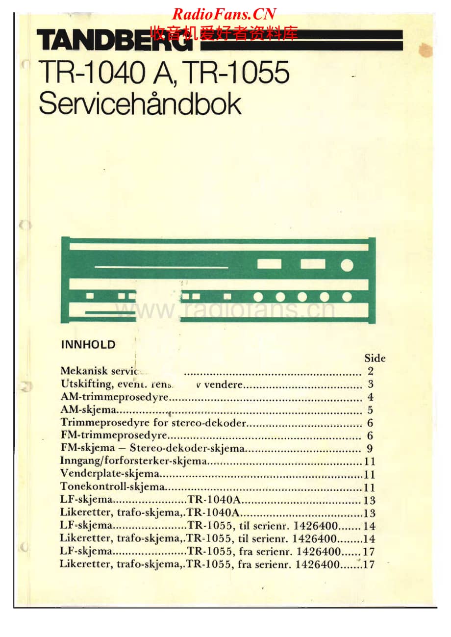 Tandberg-TR-1040-A-Service-Manual电路原理图.pdf_第1页