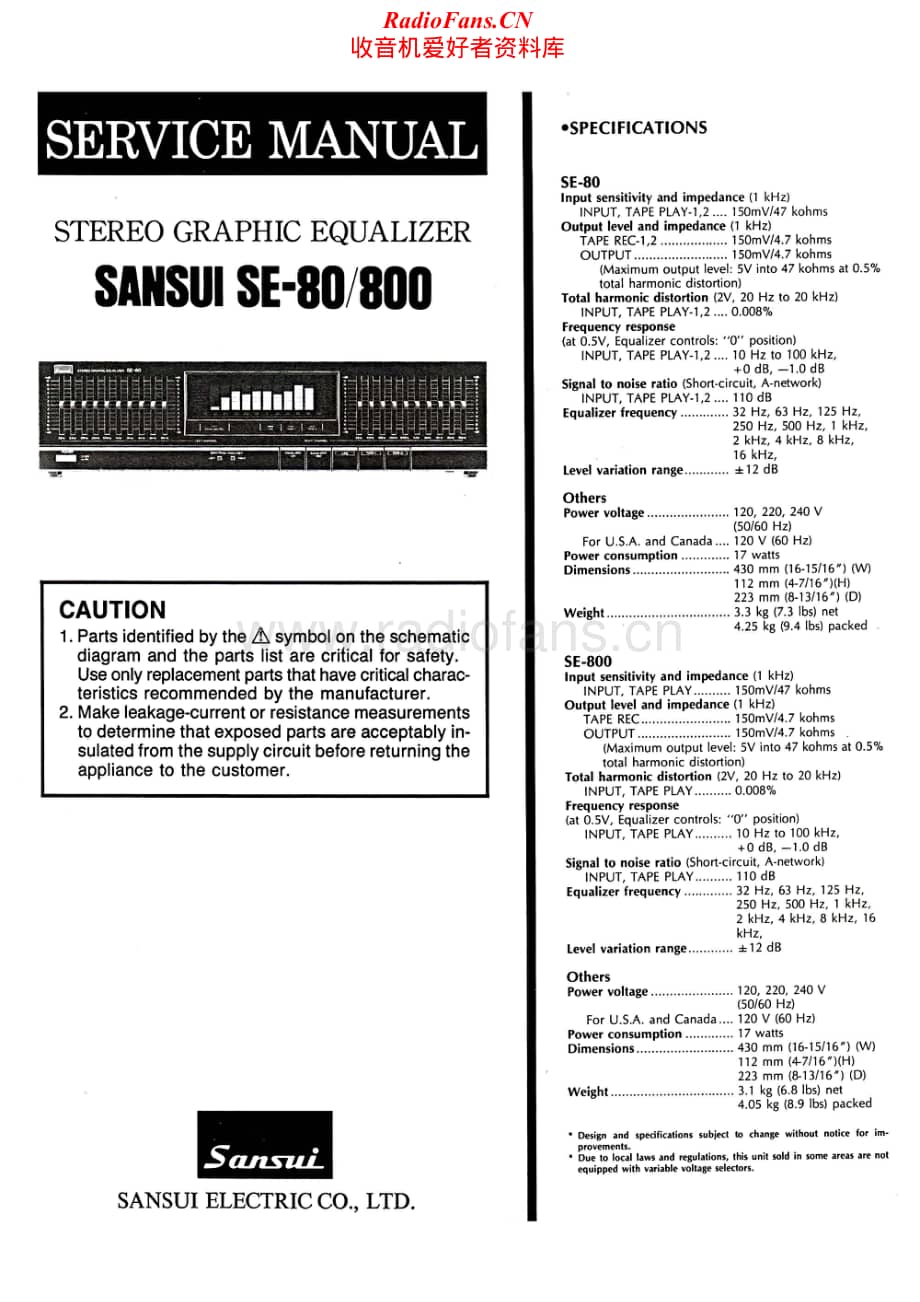 Sansui-SE-800-Service-Manual电路原理图.pdf_第1页