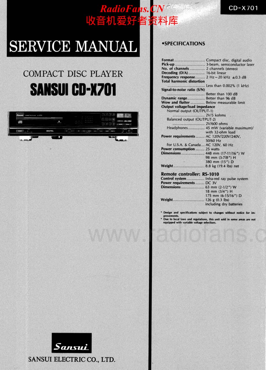 Sansui-CD-X701-Service-Manual电路原理图.pdf_第1页