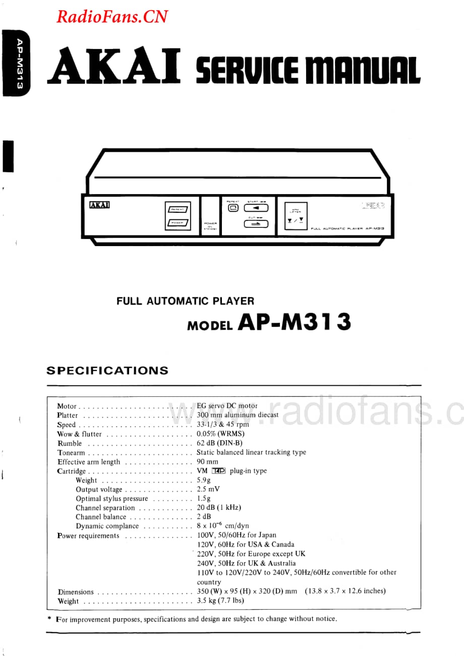 Akai-APM313-tt-sm维修电路图 手册.pdf_第1页