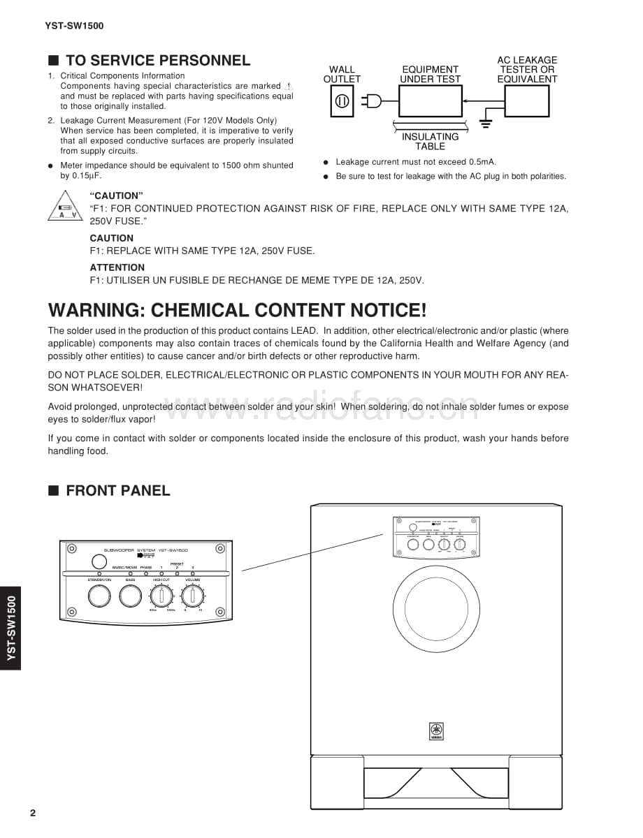 Yamaha-YSTSW-1500-Service-Manual电路原理图.pdf_第2页