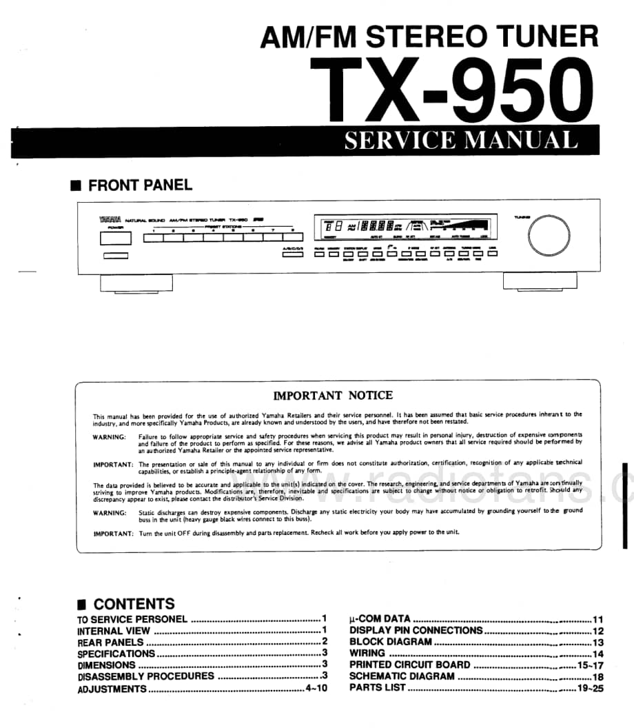 Yamaha-TX-950-Service-Manual电路原理图.pdf_第1页