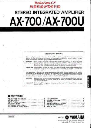 Yamaha-AX-700-Service-Manual电路原理图.pdf