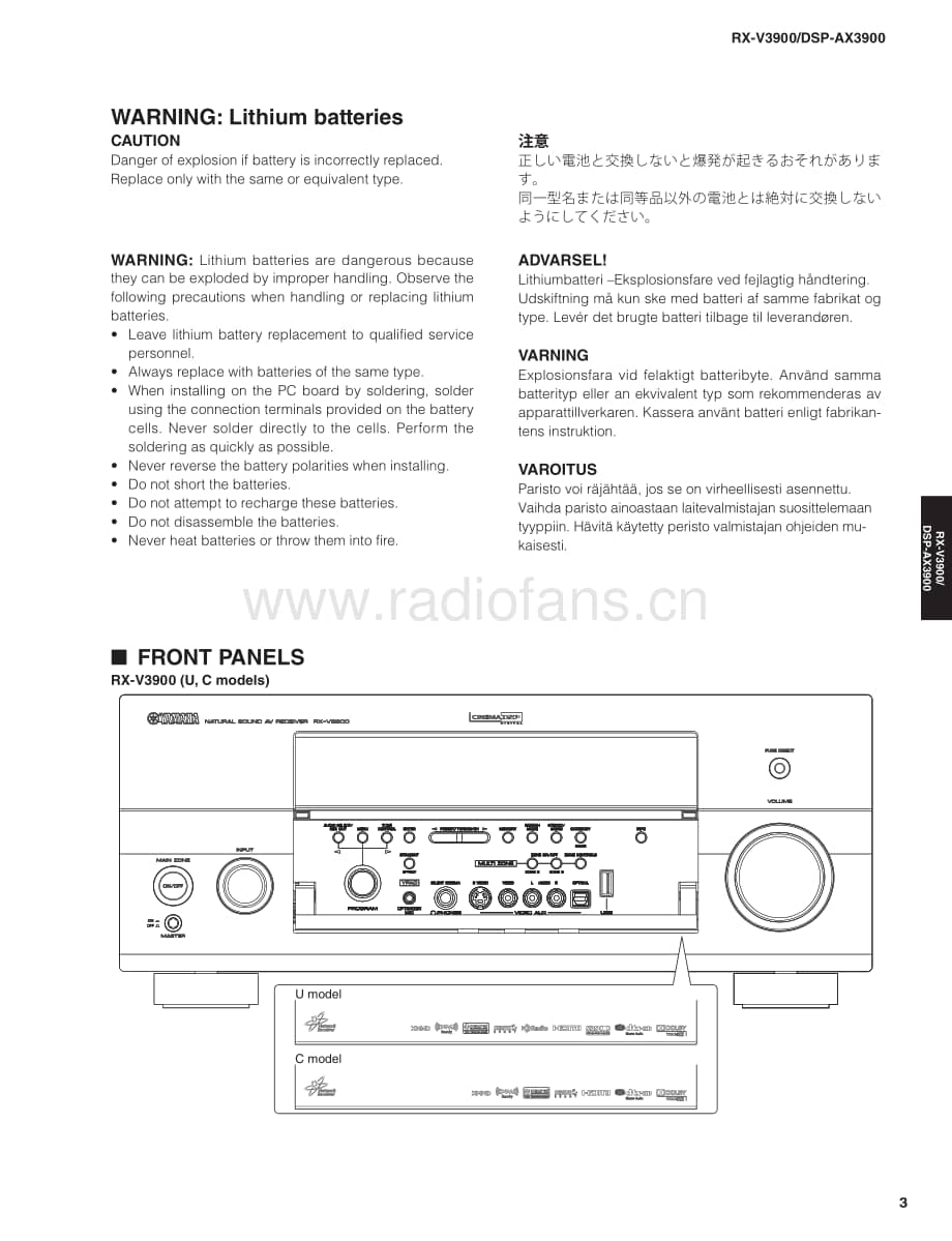 Yamaha-RXV-3900-Service-Manual-Part-1电路原理图.pdf_第3页