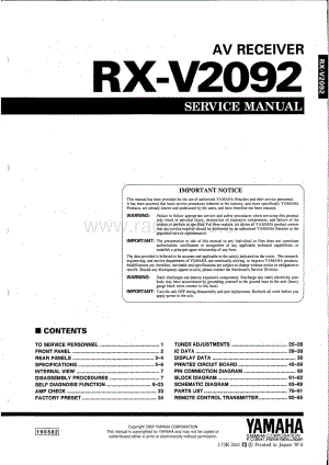 Yamaha-RXV-2092-Service-Manual电路原理图.pdf