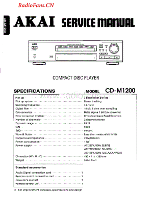 Akai-CDM1200-cd-sm维修电路图 手册.pdf