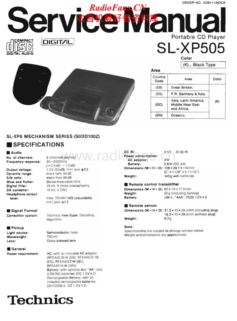 Technics-SLXP-505-Service-Manual电路原理图.pdf_第1页