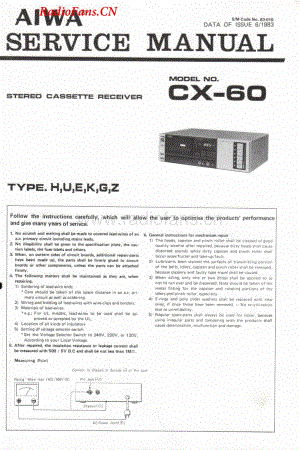 Aiwa-CX60-tape-sm维修电路图 手册.pdf