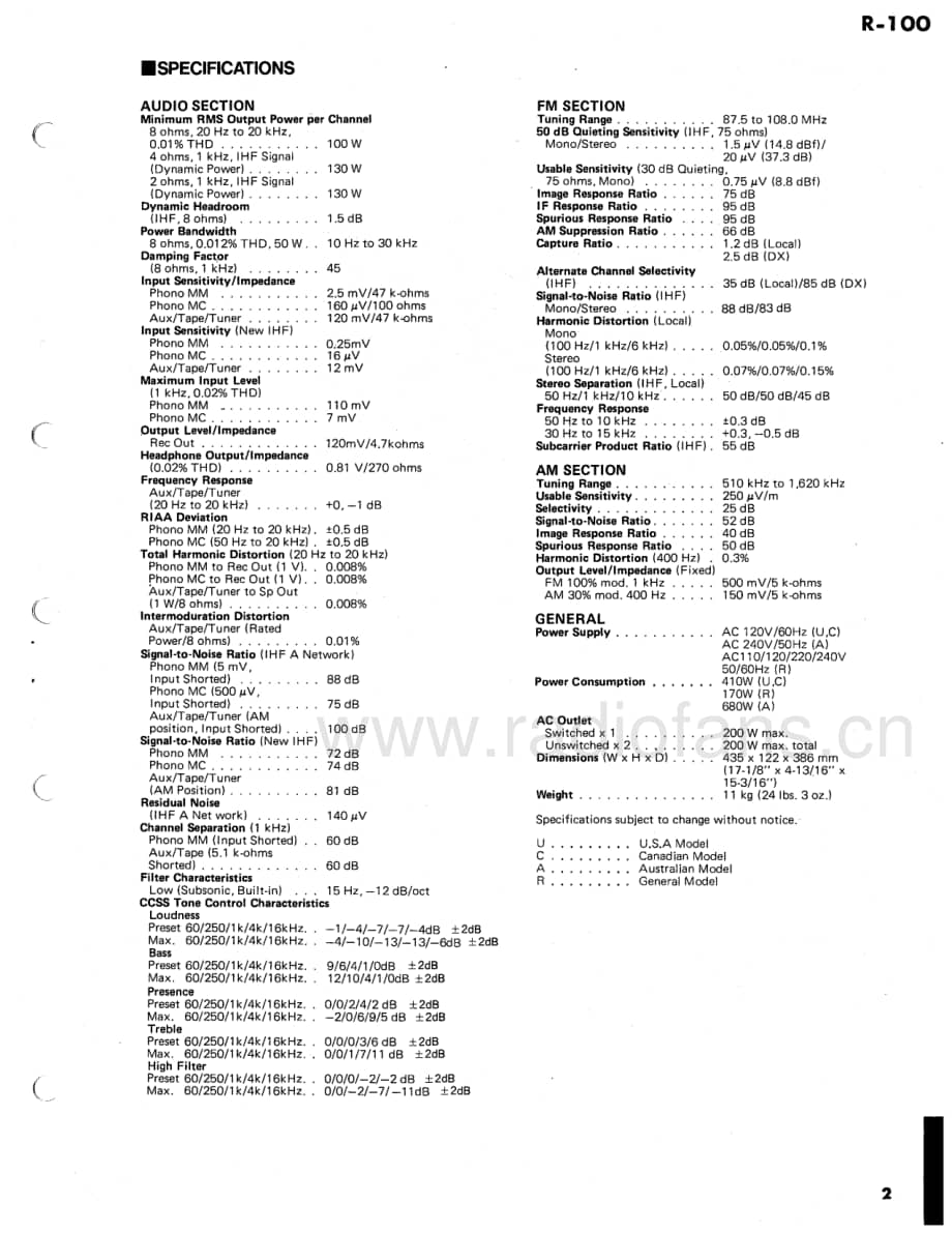Yamaha-R-100-Service-Manual电路原理图.pdf_第3页