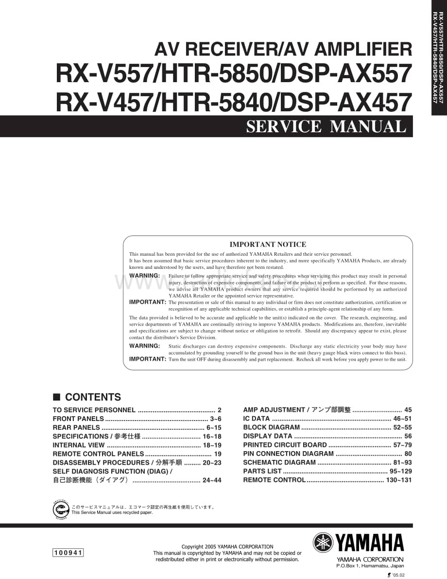 Yamaha-RXV-457-Service-Manual电路原理图.pdf_第1页