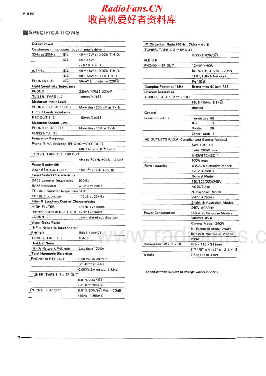Yamaha-A-550-Service-Manual电路原理图.pdf_第2页