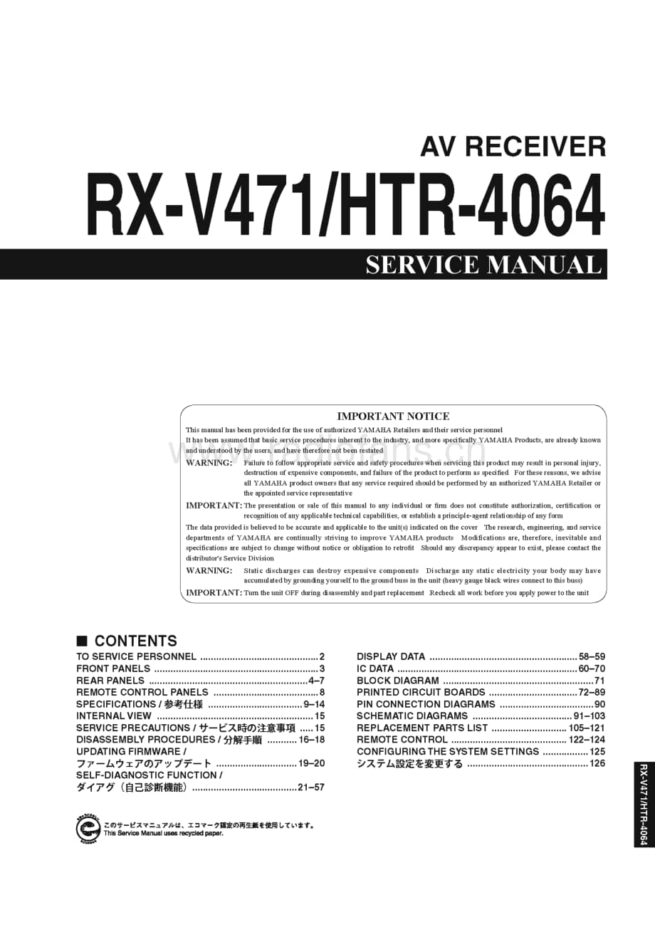 Yamaha-RXV-471-Service-Manual电路原理图.pdf_第1页