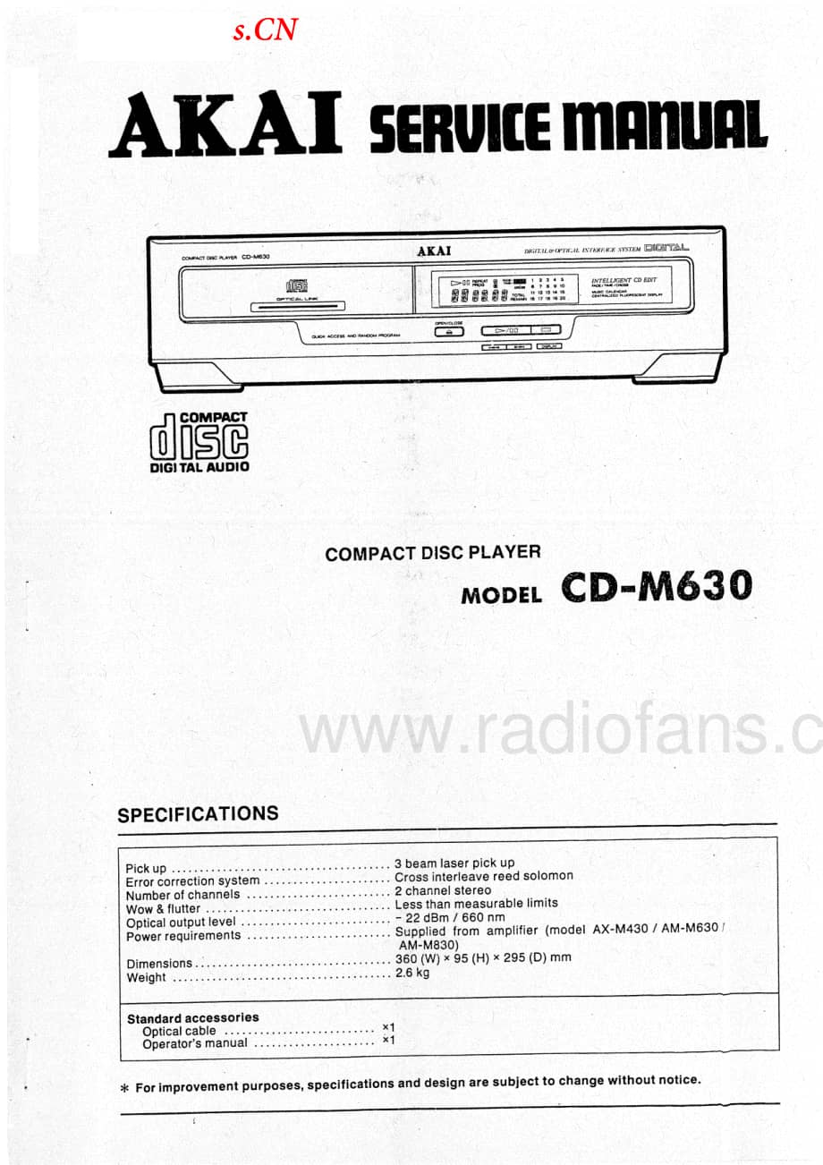 Akai-CDM630-cd-sm维修电路图 手册.pdf_第1页