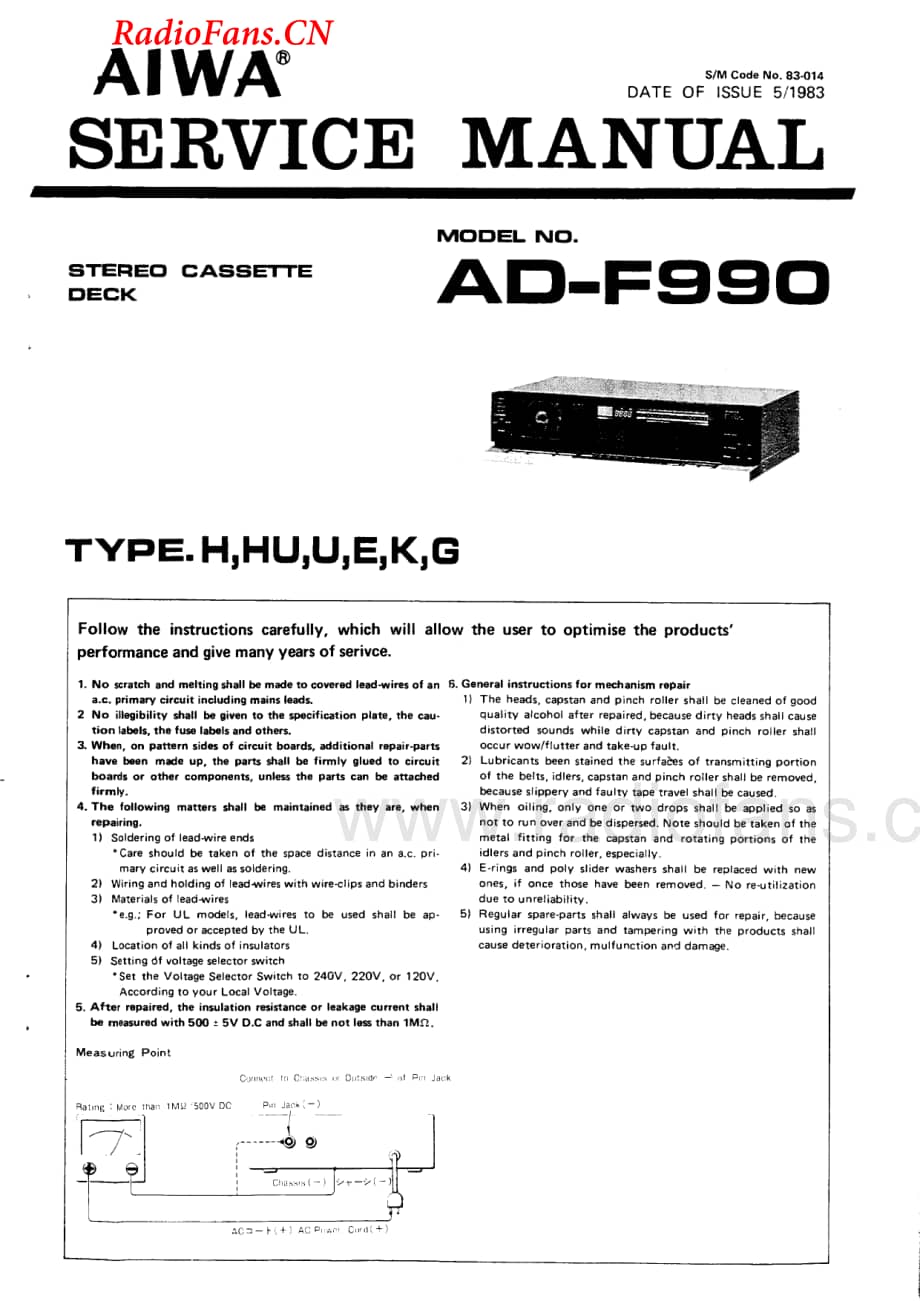 Aiwa-ADF990-tape-sm维修电路图 手册.pdf_第1页